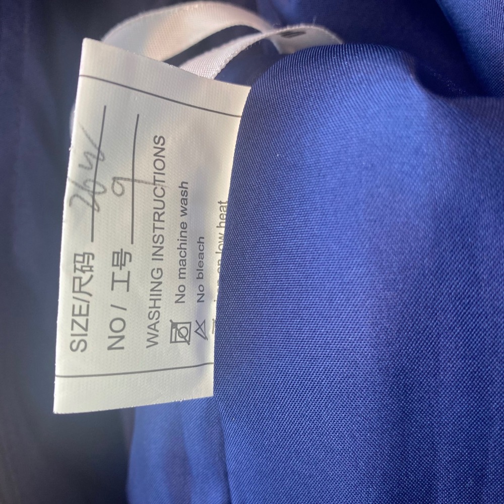 Navy Blue Beaded V Neck Cap Sleeve Chiffon Gown Evening Dress‎ - Picture 5 of 6